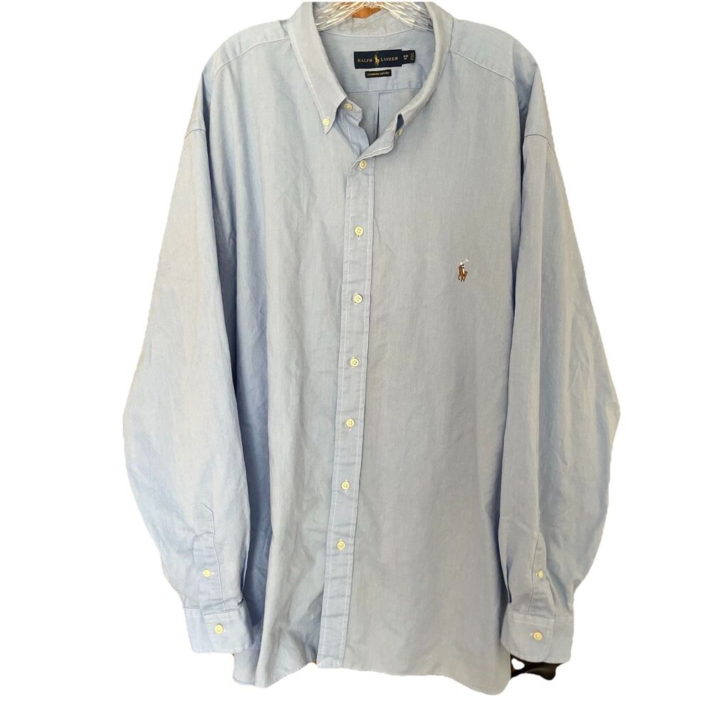 Polo Ralph Lauren Men's Light Blue Oxford Button Down Shirt Pony 4X 4XB Big Tall